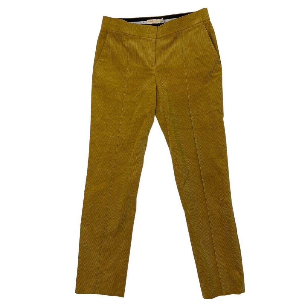 Tory Burch Size 28 Golden Mustard Corduroy Trouser Pants Stitched Crease